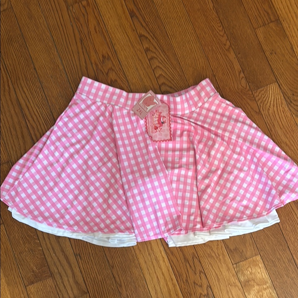 Pink Gingham Swim Skirt